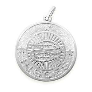  Sterling Silver Pisces Zodiac Pendant with Chain, 1 Inch 
