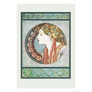 Womans Profile Giclee Poster Print by Alphonse Mucha 