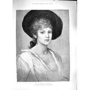    1889 ANTIQUE PORTRAIT BEAUTIFUL GIRL HEAD KAULBACH