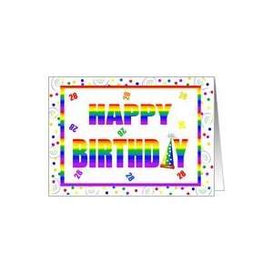 28 Year Old Happy Birthday Rainbow With Hat & Confetti 