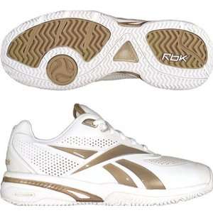 Reebok Womens Rematch Tennis Shoe (White/ Gold)  Sports 