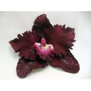  NEW Rich Burgundy Cattleya Orchid Hair Flower Clip 