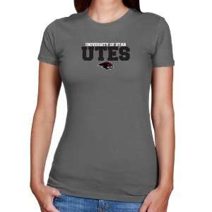  NCAA Utah Utes Ladies Charcoal University Name Slim Fit T 