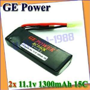  2x ge power lipo rc battery 11.1v 1300mah 15c burst 22c 3s 