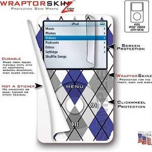  iPod Video Skins Arglye Blue and Gray WraptorSkinz Kit 