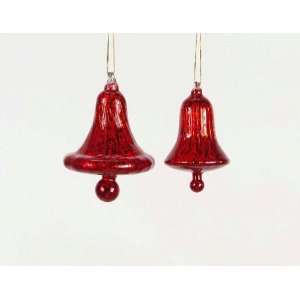  Pack of 12 Christmas Traditions Red Glass Bell Ornaments 4 
