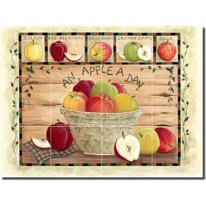 An Apple a Day by Donna Jensen   Fruit Art Ceramic Tile Mural 12.75 x 