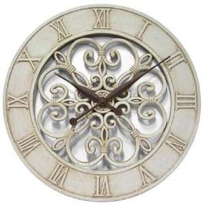   Fleur De Lis Cast Metal Open Dial Wall Clock 12592