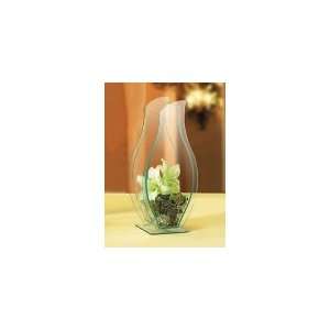 Cal Mil 1323   Acrylic Vase w/ Convex Decor & Green Edge, 7 x 5 x 16 