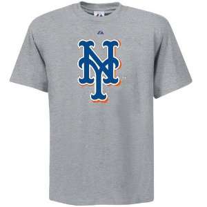  Majestic New York Mets Ash Official Logo T shirt Sports 