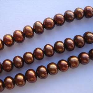  Chocolate 7mm Button Loose Freshwater Pearl Beads FW Arts 