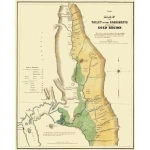    SACRAMENTO VALLEY GOLD REGION CA LANDOWNER MAP 1848