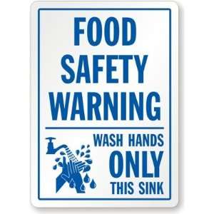  Food Safety Warning Wash Hands Only This Sink Laminated 