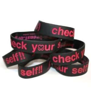  Keep A Breast .75 Check Your Self Bracelet Black/Pink 