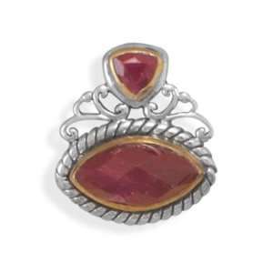    CleverSilvers Two Tone RoughCut Ruby Slide CleverSilver Jewelry