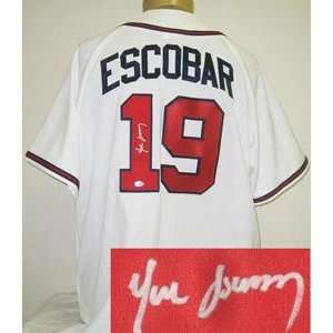 Yunel Escobar Autographed Jersey   Majestic White  Sports 