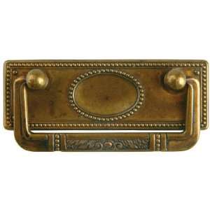   Pull with Backplate, 3.82 Inch by 1.7 Inch, Antique Brass Distressed