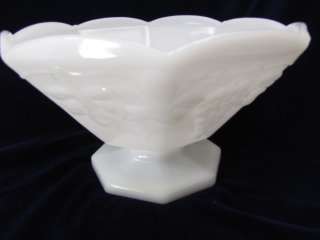 Large Milk White Fruit Bowl With Grape And Leaf Design  