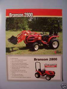 Branson Tractor Sales Brochure Literature 2800  