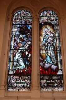 100 yr. old Stained Glass Window Our Lady Mt. Carmel  