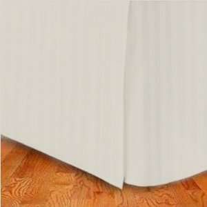 Wrinkle Free Stripe Ivory FULL Size Pleated Tailored Bed Skirt with 14 
