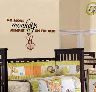   Children Monkeys Wall Decal No More Monkeys Jumpin on the bed  