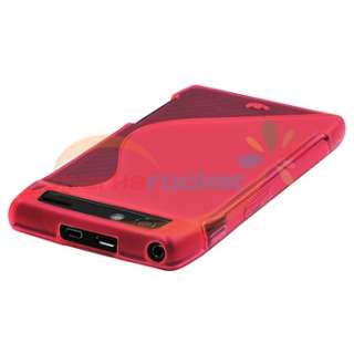 Hot Pink S Shape TPU Case+3x Privacy Screen Film Cover for Motorola 