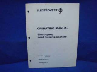 Electrovert Electroprep Lead Forming Machine Manual  