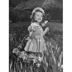  Smiling Youngster in Print Summer Dress and Little Straw 