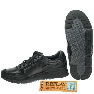 Replay Lewis Pat Black Leather Casual Shoes for Men  