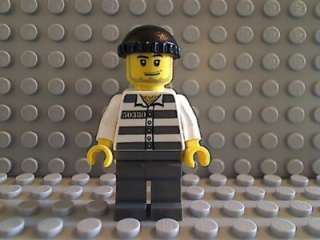 LEGO ROBBER Beard Crook Jail Stripe Prisoner Police Inmate Minifig 