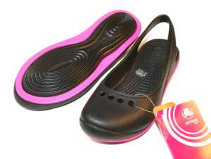 Crocs Tone Skylar Flat Black Neon Pink 5 6 7 8 9 10 11  