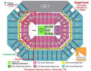 GA PIT TICKETS SUGARLAND THOMPSON BOLING KNOXVILLE TN  