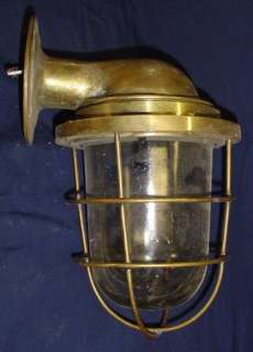 Large Original Cast Brass Nautical Bulkhead Lights Polished & Re wired 