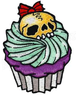   Cupcake Skull Patch Tattoo Rockabilly Punk Retro Zombie Retro  