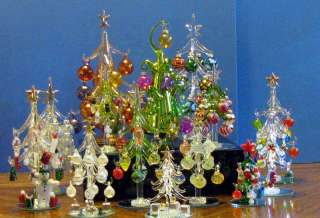 Miniature Glass Christmas Tree w/ Santa and Ornaments  