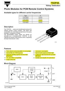 IR Receiver Module For PCM Remote 38kHz TSOP4838 VISHAY  