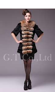 0462 women rabbit fur coat coats garment overcoat outwear clothes 