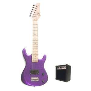 Metallic Purple Junior Kids Mini 3/4 Electric Guitar Amp Starter Pack 