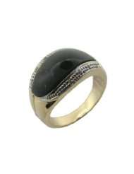 Black Jade and Diamond Rivus Ring, 14k Gold