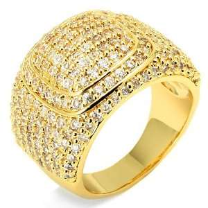  Yellow Gold Plated Championship Style Hip Hop Mens Ring 