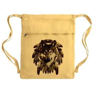  Messenger Bag Sack Pack Yellow Wolf Dreamcatcher 