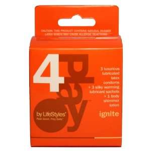 4PLay by Lifestyles Ignite, 3 Luxurious Lubricated Latex Condoms + 3 