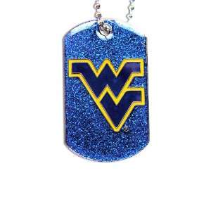 West Virginia Mountaineers Dog Fan Tag Glitter Sparkle Necklace 