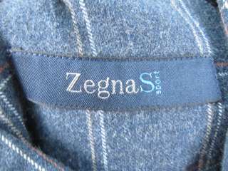 ZEGNA SPORT Blue Plaid Collared Button Shirt Top Size M  