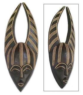 ZEBRA MAN ~ Hand carved Wood MASK ~ African ~ Folk ART  