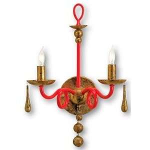 Currey and Company 5069 Carousel   Two Light Wall Sconce, Lollipop Red 