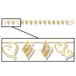  50th Anniversary Jointed Banner 8ft Gold Cream Wedding 