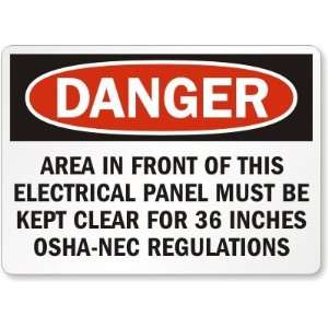  Danger Area In Front Of This Electrical Panel Must Be 