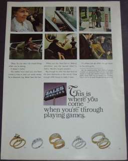 1967 ZALES JEWELERS ENGAGEMENT & WEDDING RING AD ART  